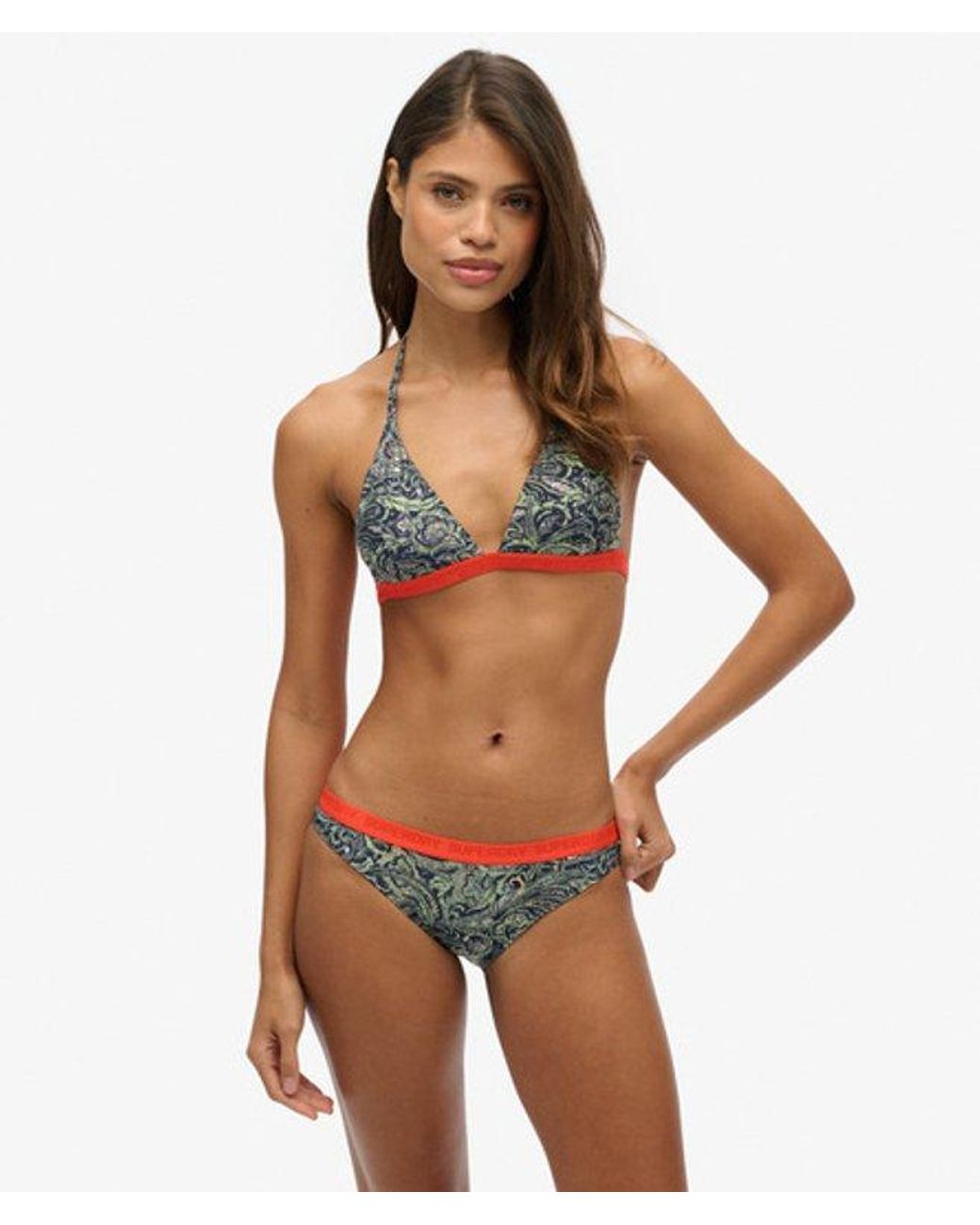 Superdry Brown & Co Print Triangle Bikini Top