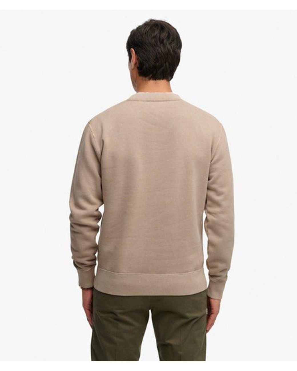 Superdry Sweatshirt Met Ronde Hals En Micrologo in het Natural voor heren