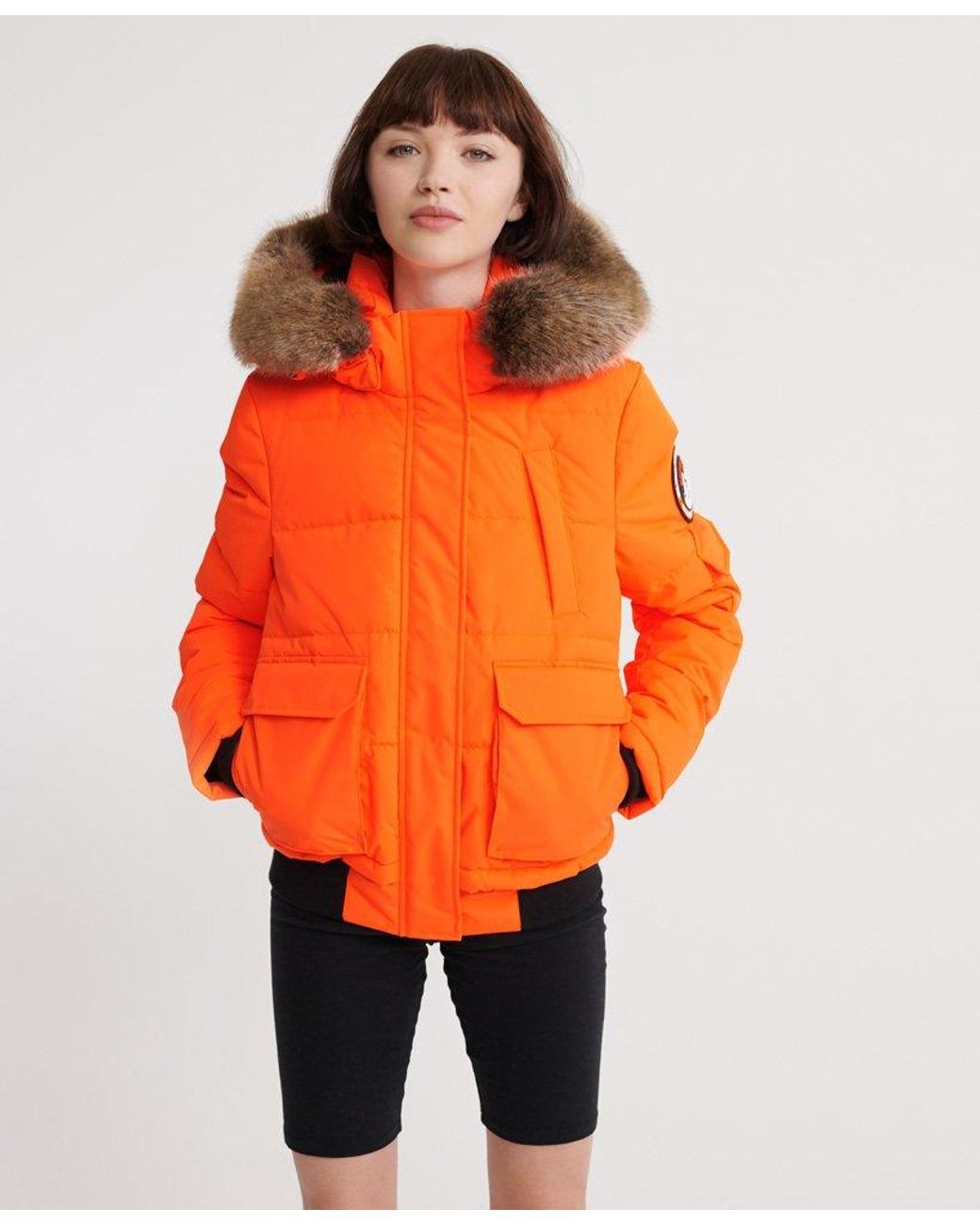 Superdry Fleece Ella Everest Bomber Jacket in Orange - Lyst