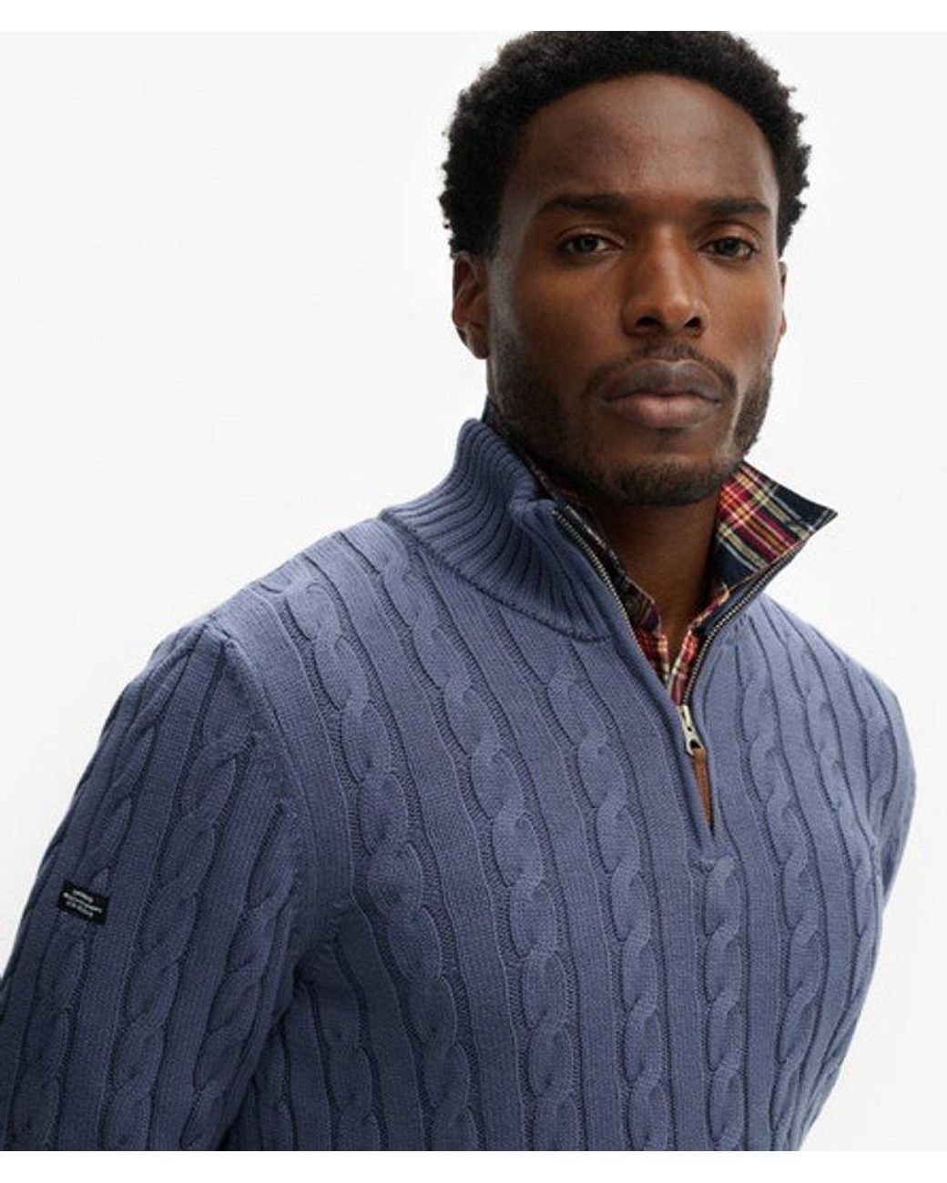 Superdry Blue & Co Organic Cotton Classic Cable Half-zip Jumper for men