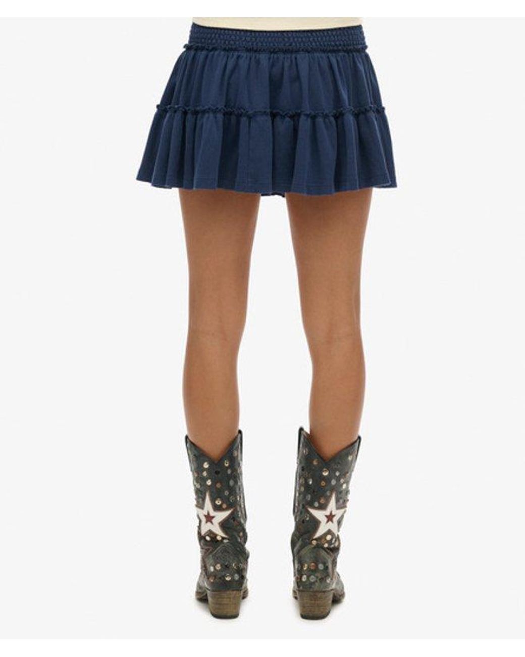 Superdry Blue & Co Tiered Jersey Mini Skirt