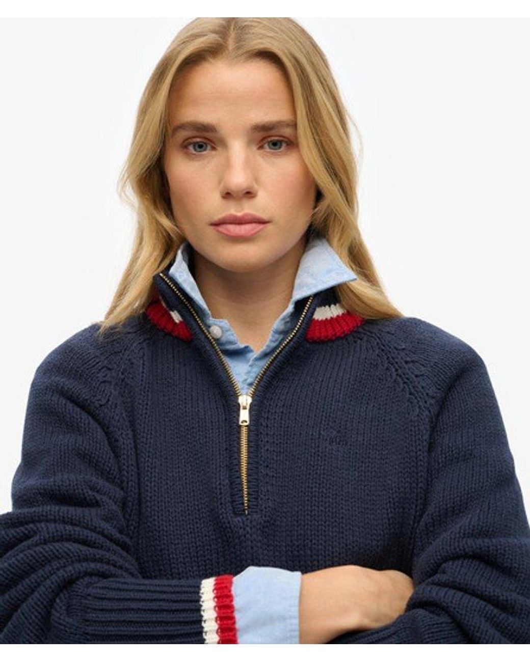 Superdry Blue & Co Tipped Half Zip Jumper