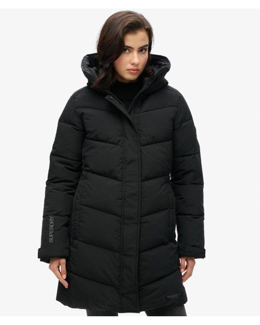 Superdry Black & Co City Chevron Padded Parka Coat