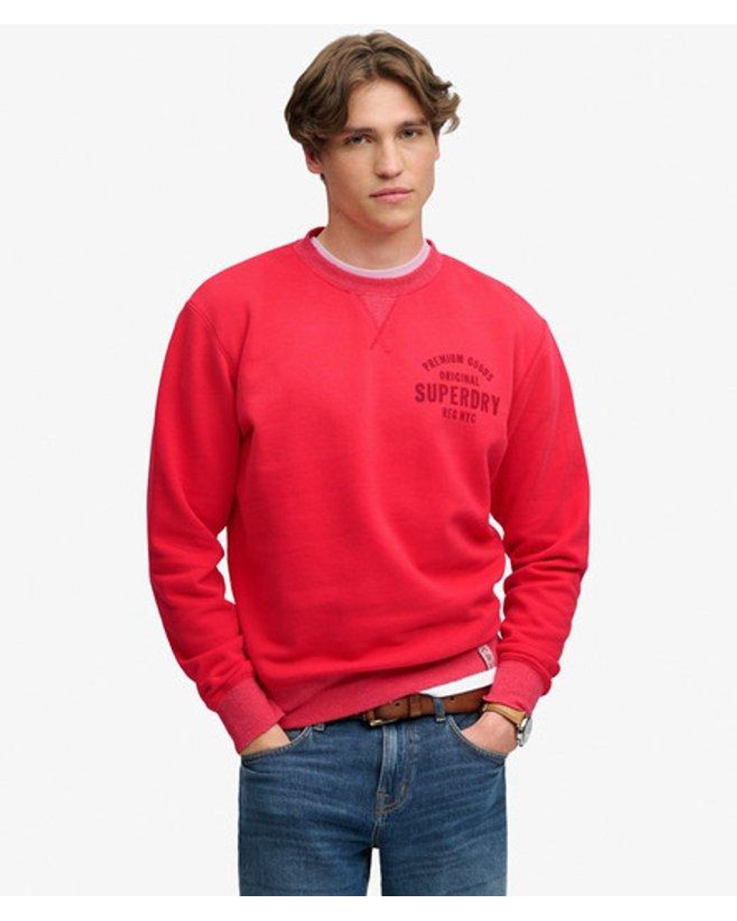 Superdry Red & Co Block Text Crew Neck Sweatshirt for men