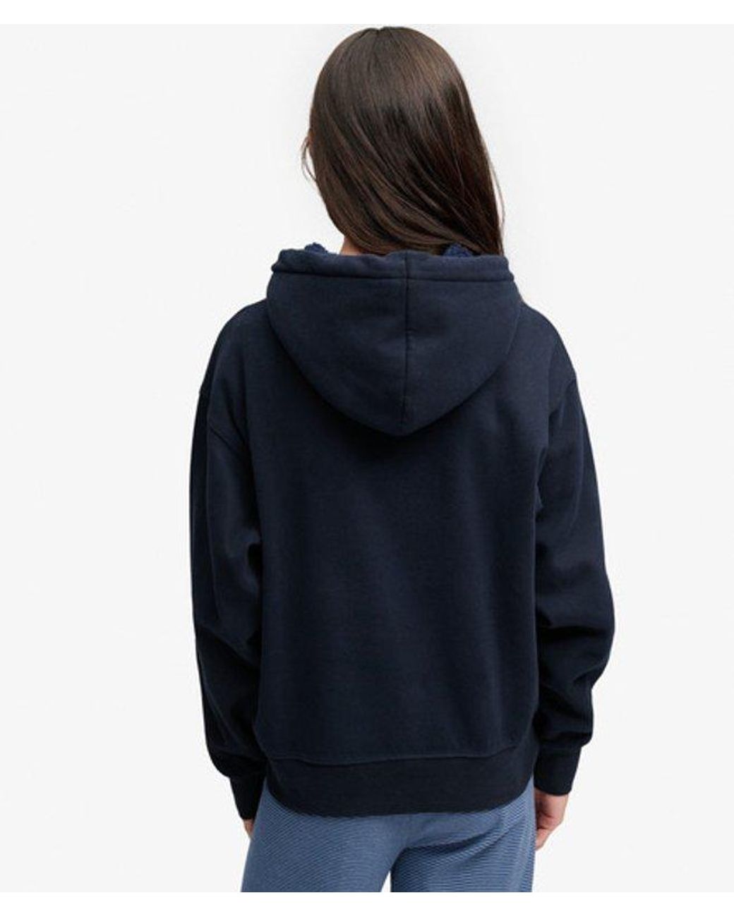 Superdry Blue Company Logo Embroidered Sequin Hoodie