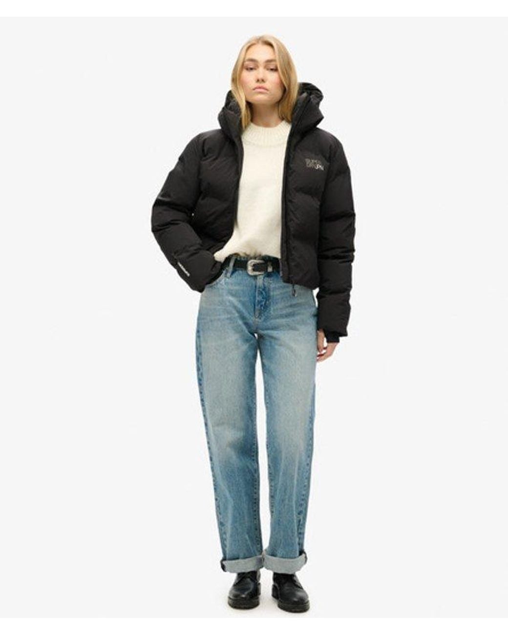 Superdry Black & Co Fully Lined Quilted Hooded Boxy Puffer Jacket