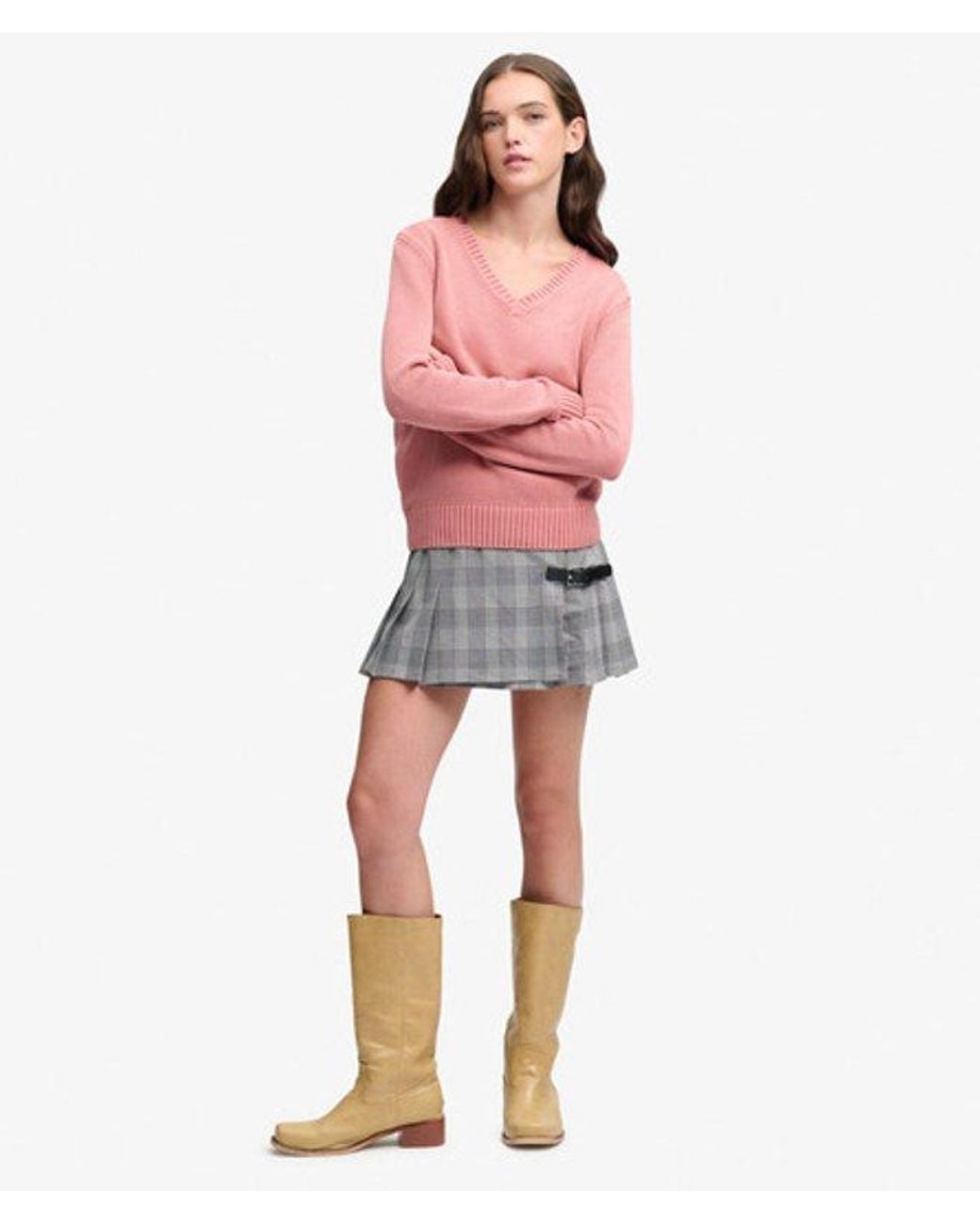 Superdry Pink & Co Washed V Neck Jumper