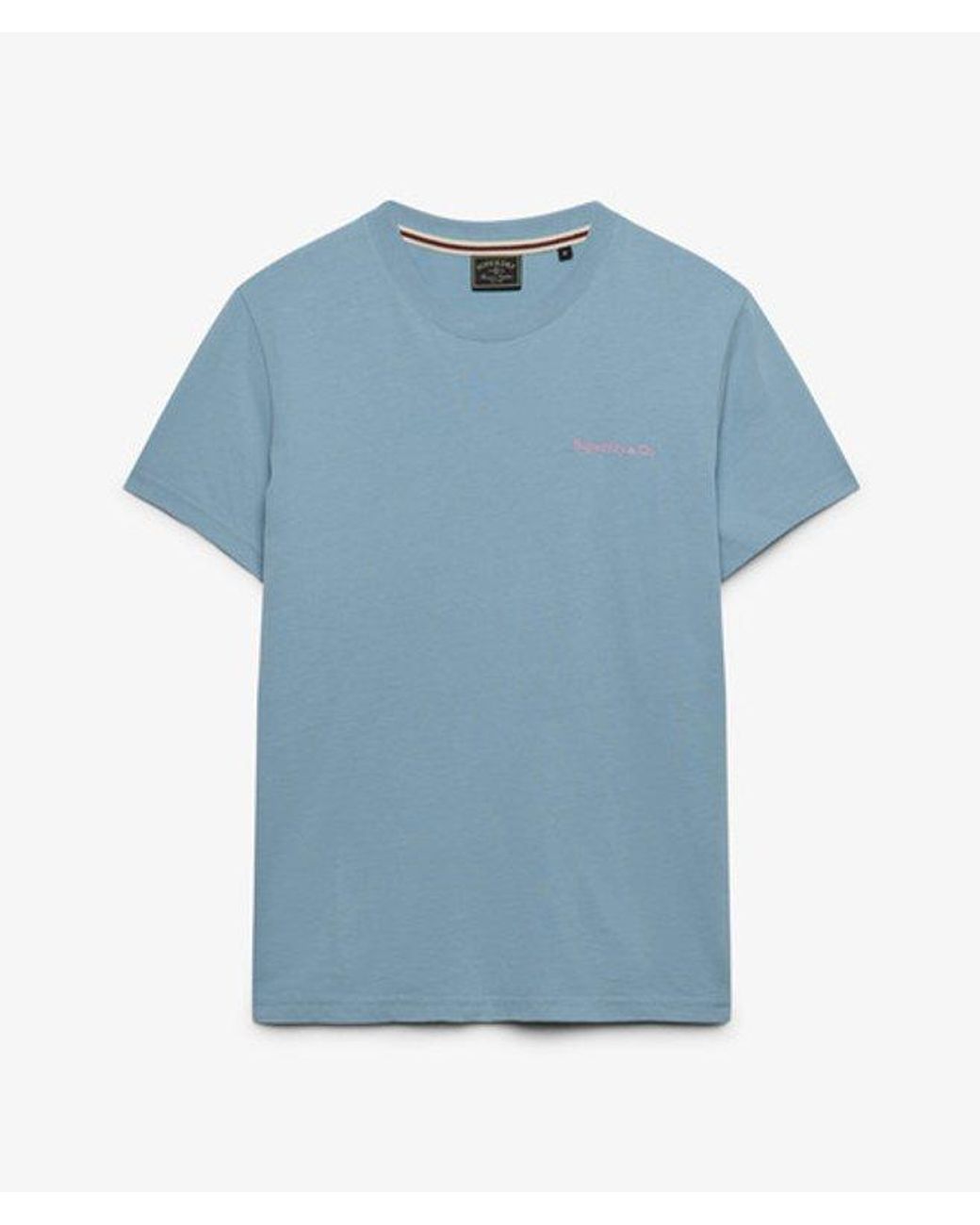 Superdry Blue & Co Essential Company Logo Embroidered T-shirt for men