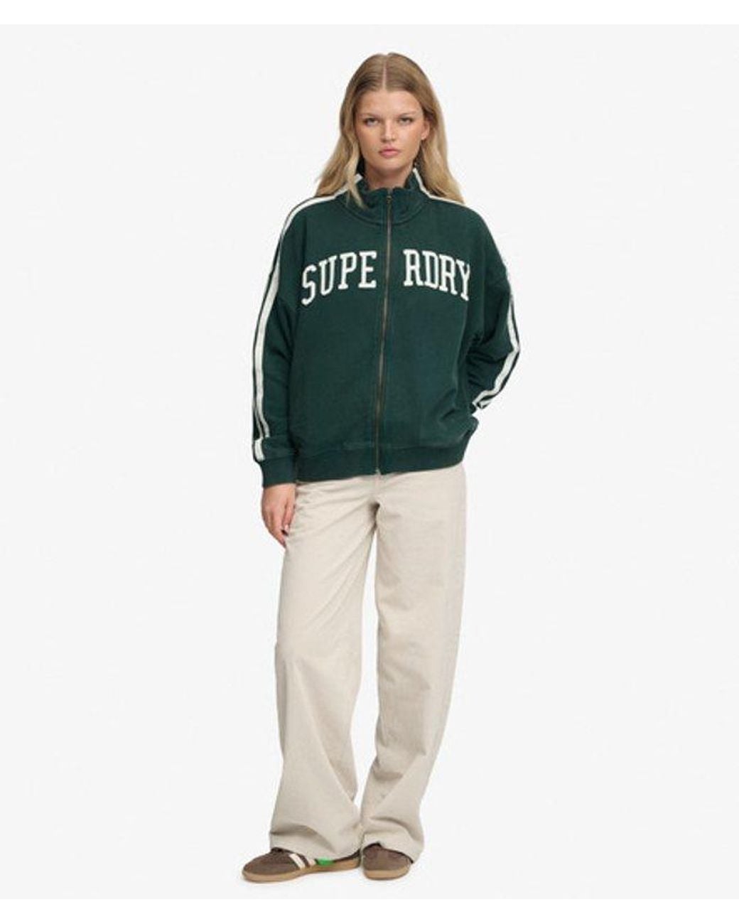 Superdry Green & Co Athletic Essentials Applique Loose Zip Track Top