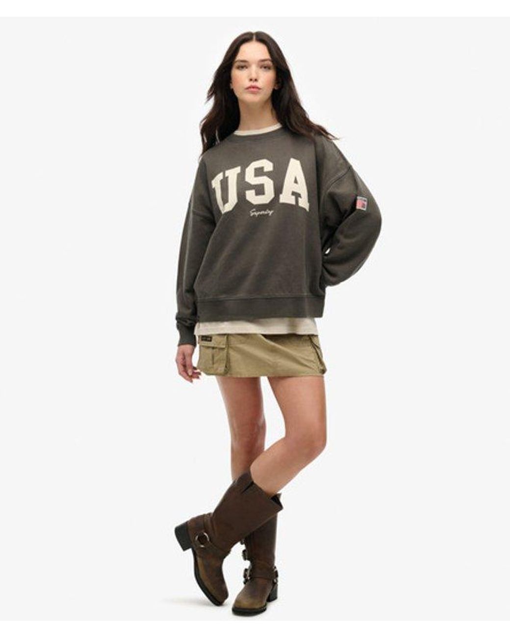 Superdry Gray & Co Athletic Essentials Relaxed Crew Sweatshirt