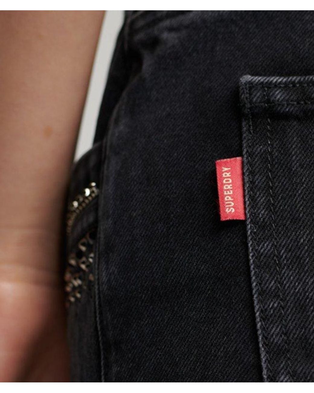 Superdry Black & Co Diamante Embellished Denim Shorts