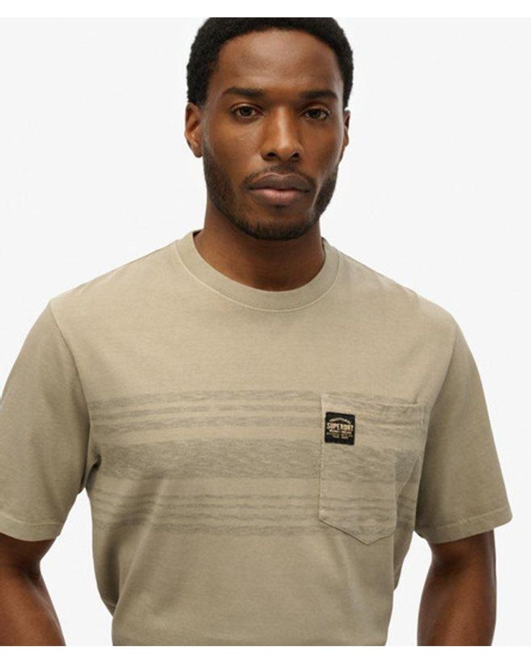 Superdry Gray & Co Contrast Stripe Pocket T-shirt for men