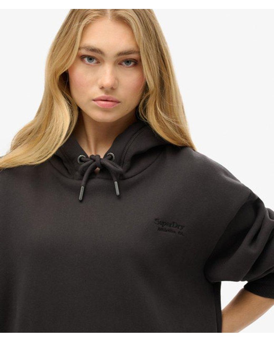 Superdry Black & Co Cotton Long Sleeve Essential Hoodie Dress