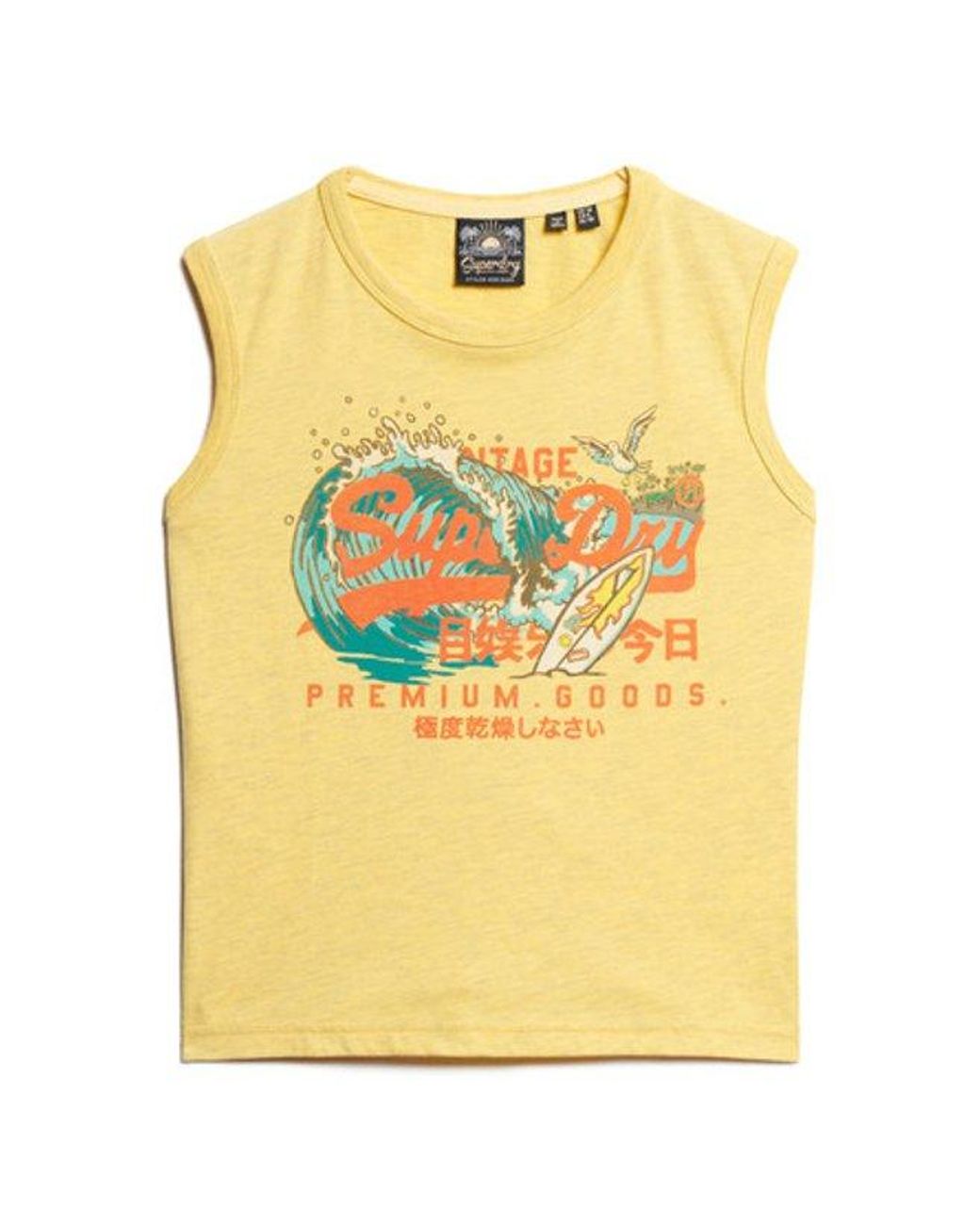 Superdry Yellow Ladies La Vintage Logo Graphic Slim Vest Top
