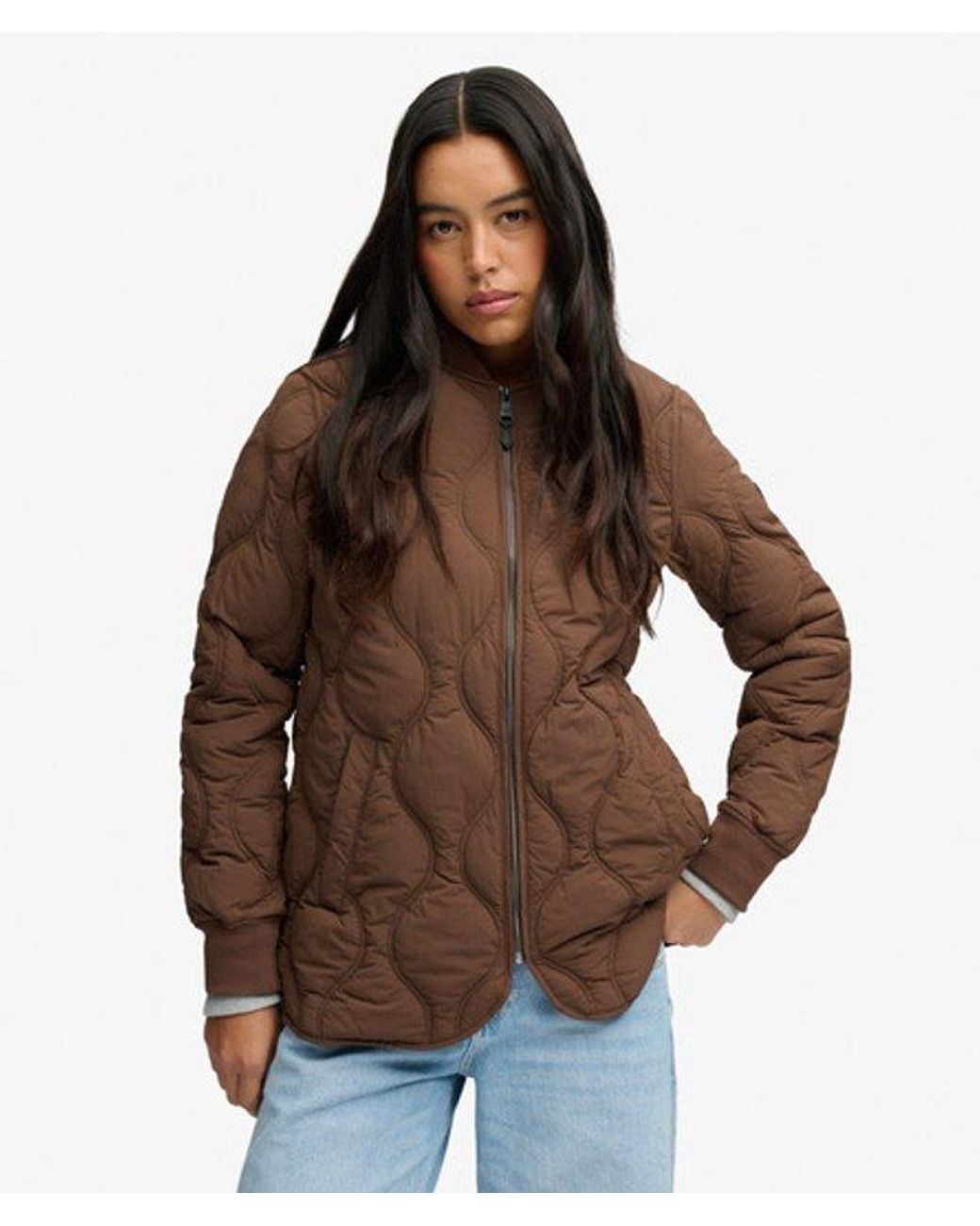 Superdry Brown Short Onion Quilt Liner Jacket