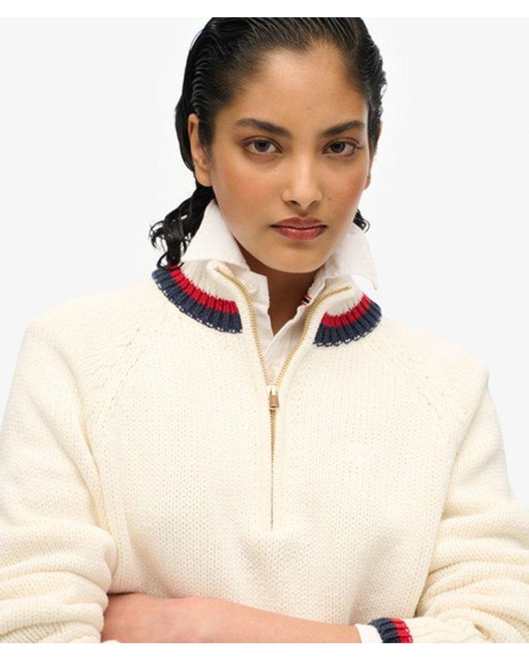 Superdry Natural Tipped Half Zip Jumper