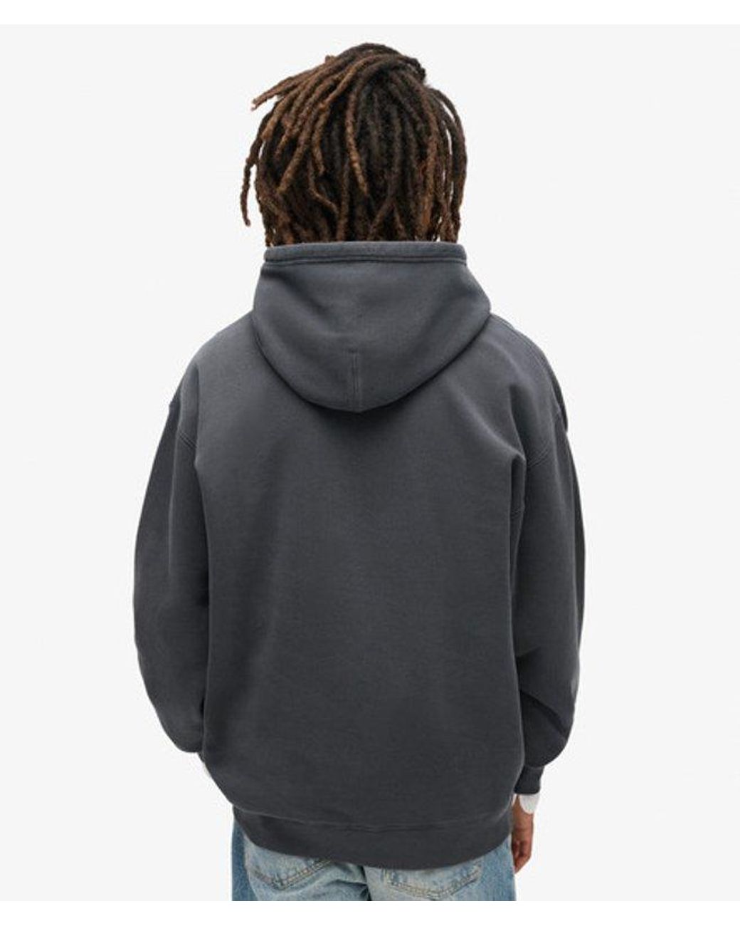 Superdry Gray & Co Micro Logo Graphic Loose Hoodie for men