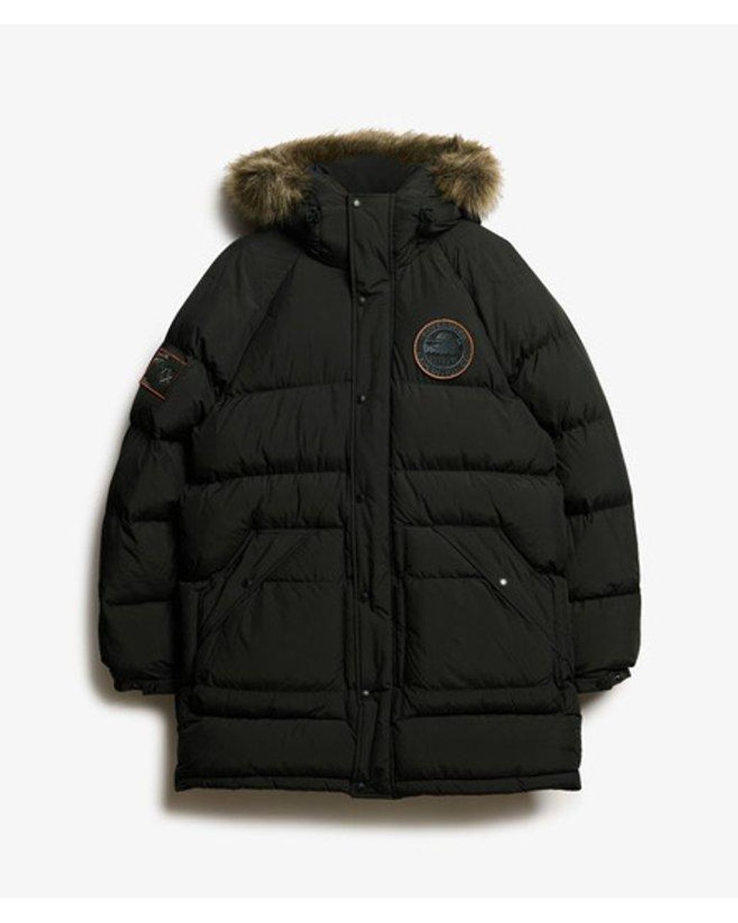 Superdry Black & Co Everest Long Baffled Parka Jacket for men
