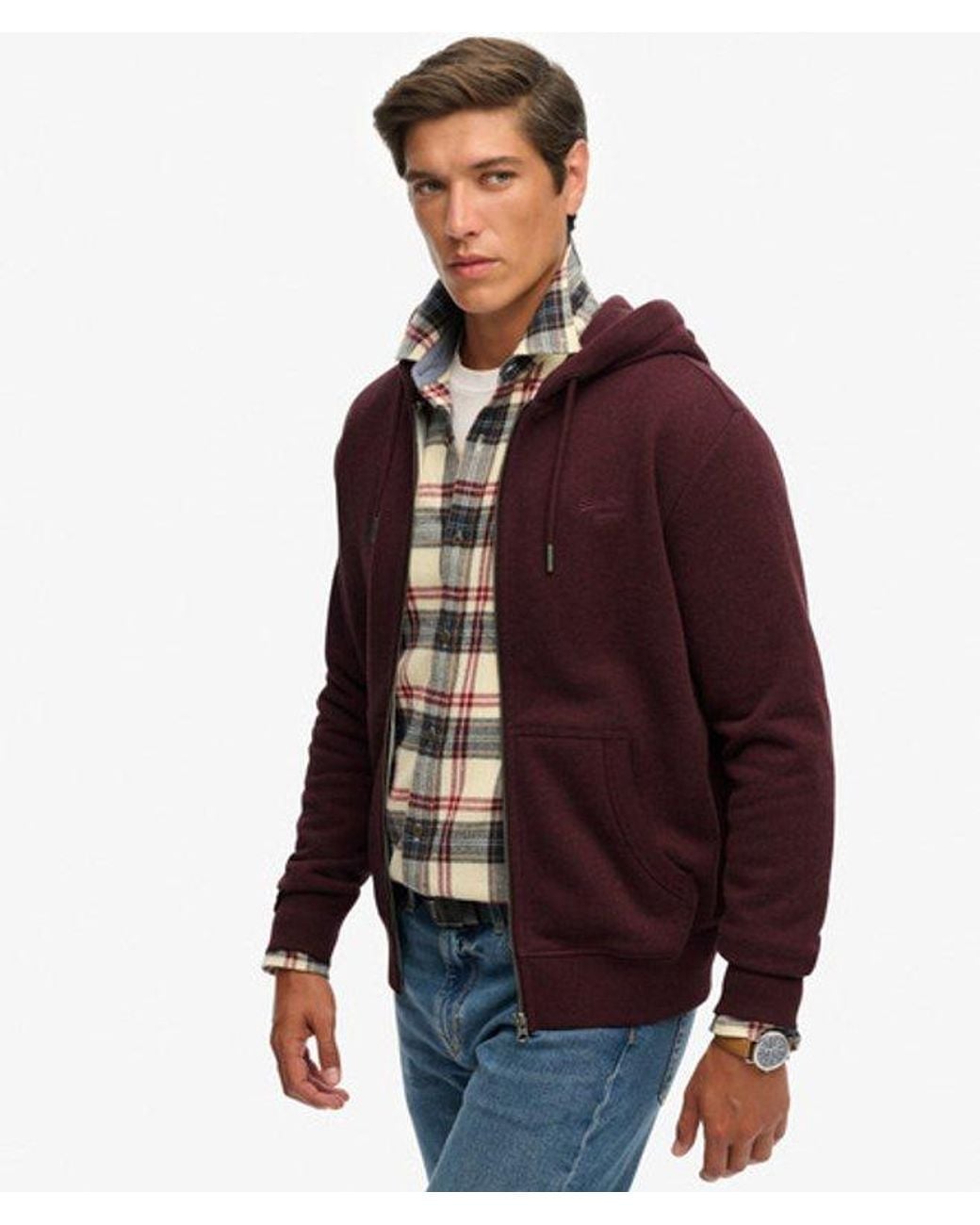Superdry Red & Co Essential Logo Half Brushed Zip Hoodie for men