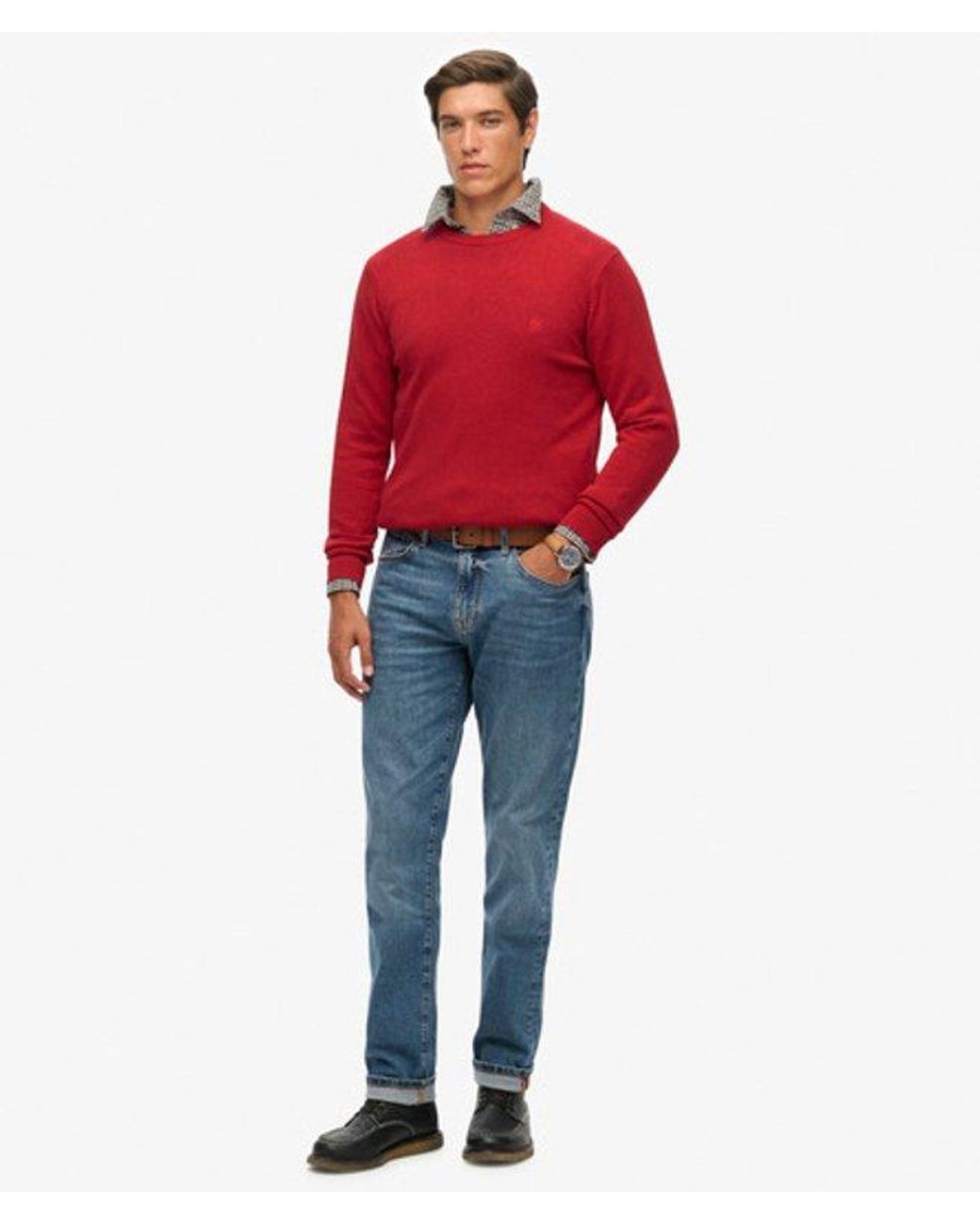 Superdry Red Essentials Cotton Jumper for men