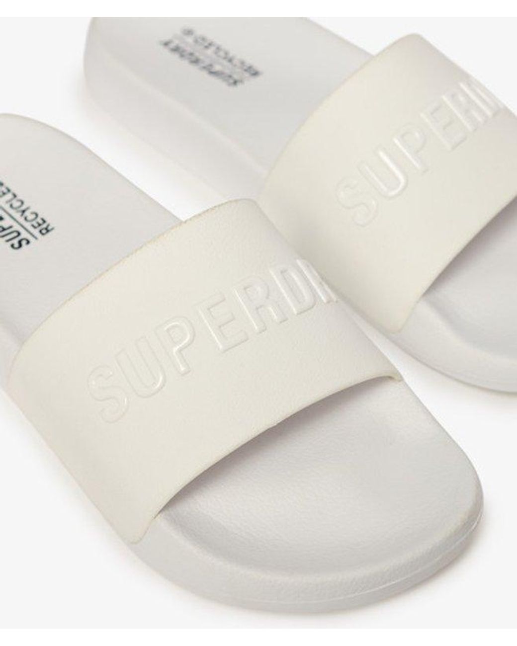 Superdry White & Co Classic Code Logo Pool Sliders