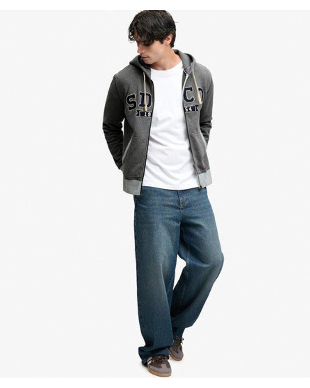 Superdry Gray Sd & Co. Zip Through Hoodie for men
