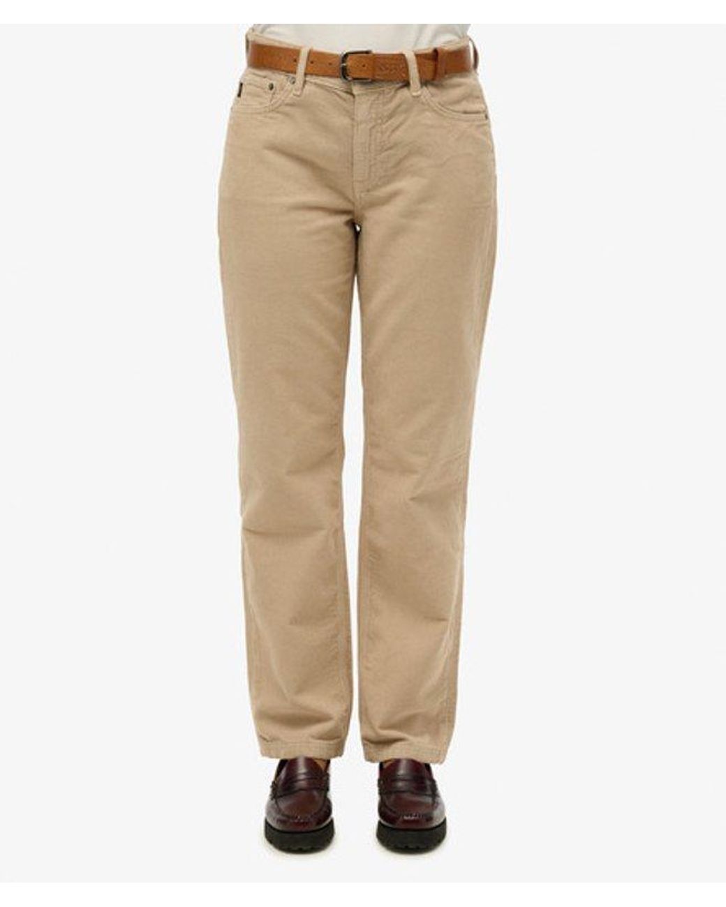 Superdry White Straight Leg Cord Pants Size: 26/32
