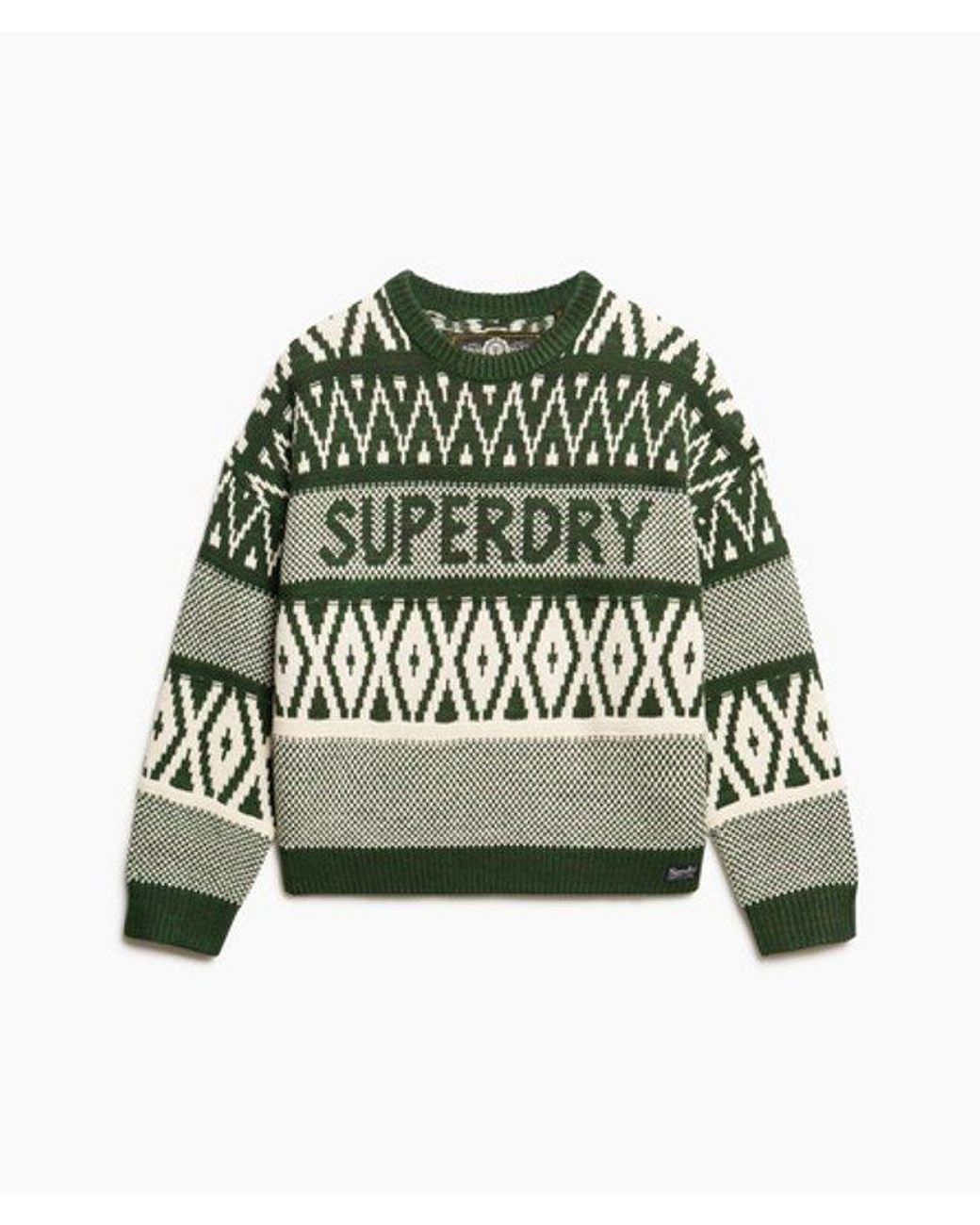 Superdry Green & Co Branded Pattern Crew Jumper