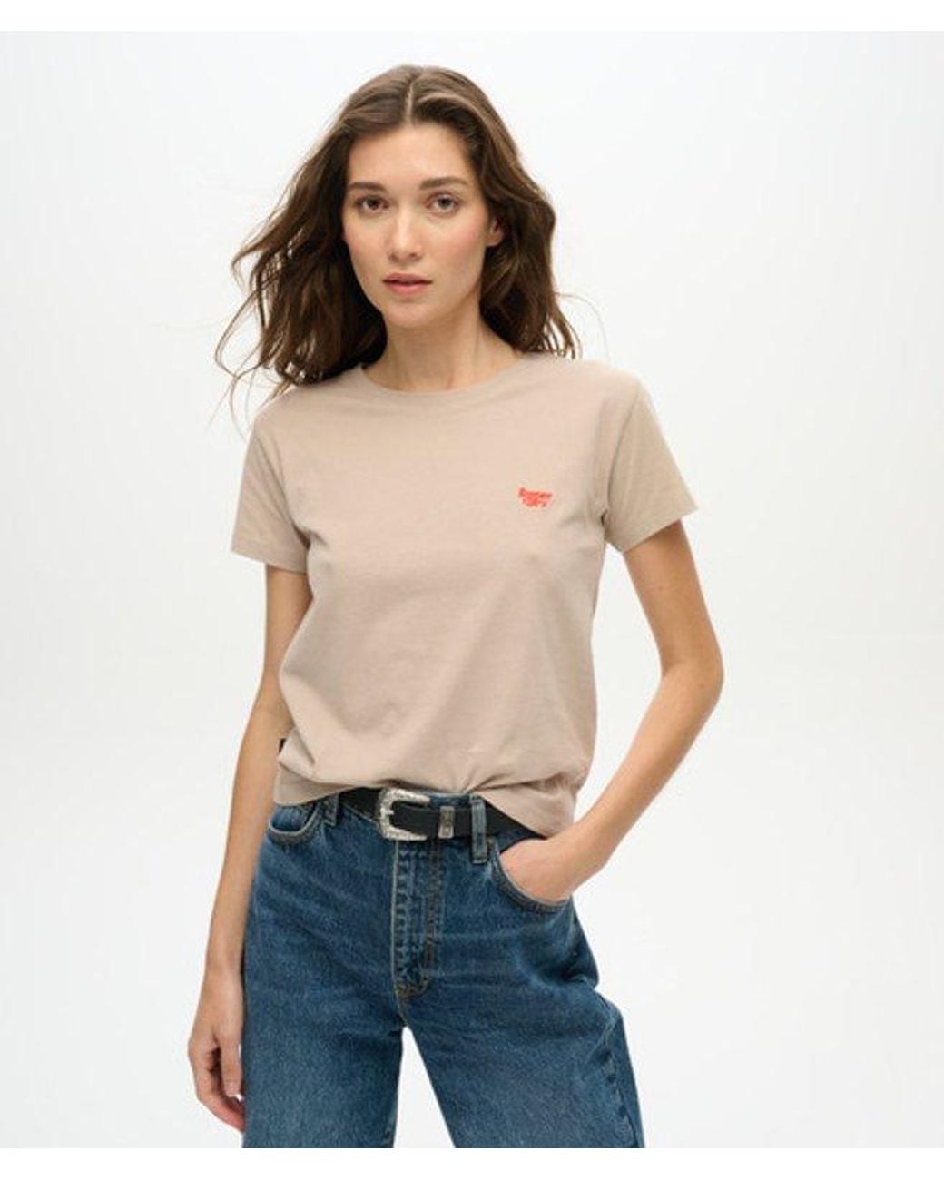 Superdry Natural & Co Embroidered Essential Logo Crew Neck Fitted Tee