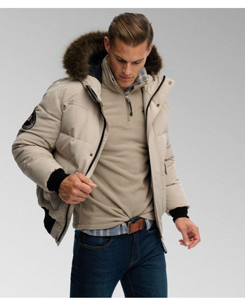 Superdry Natural & Co Everest Hooded Puffer Bomber Jacket for men