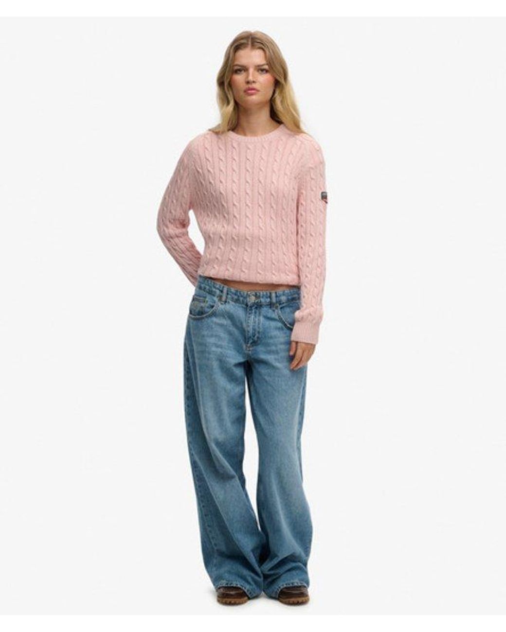 Superdry Pink & Co Slouchy Cable Knit Jumper