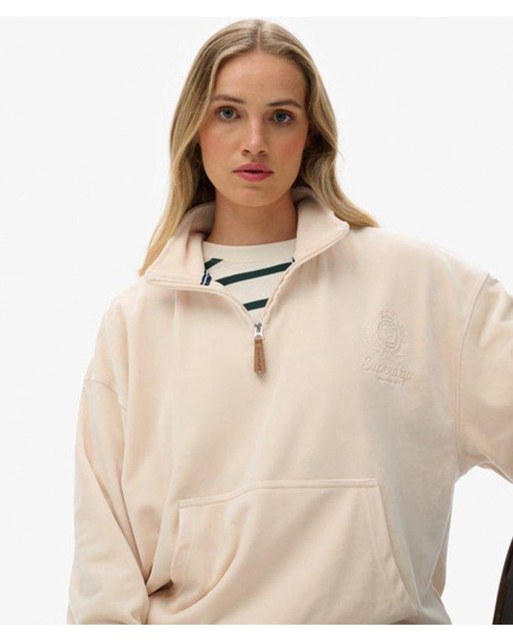 Superdry Natural & Co Country Club Velour Quarter Zip