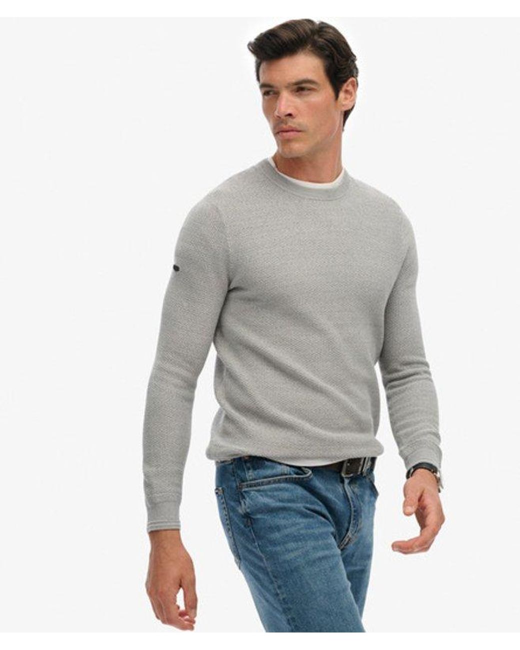 Superdry Gray & Co Light Weight Cotton Texture Jumper for men