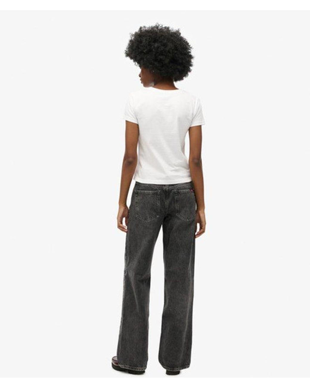 Superdry White & Co Mid Rise Wide Leg Jeans