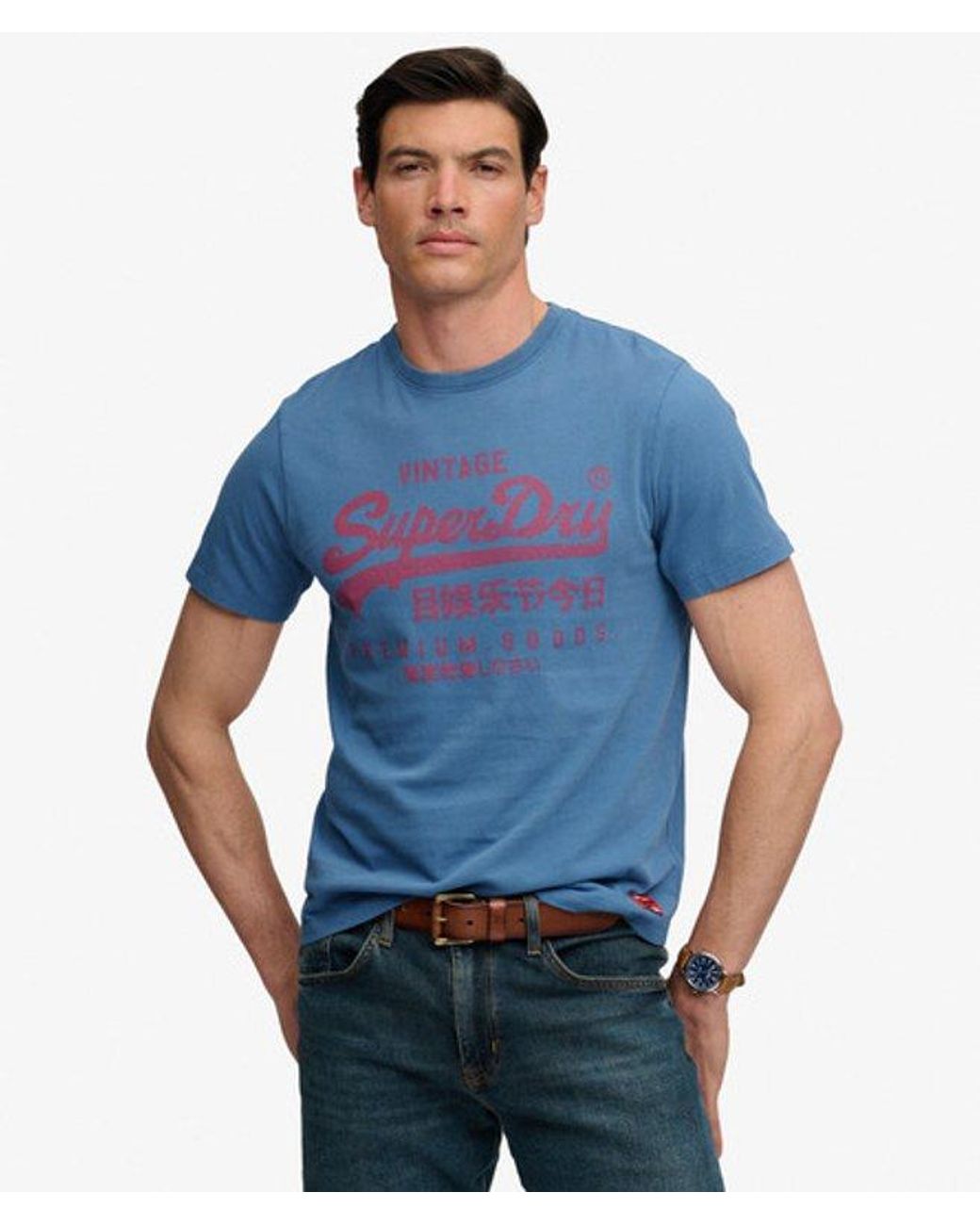 Superdry Blue & Co Vintage Logo Classic T-shirt for men