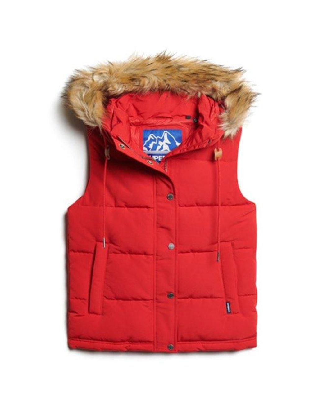 Superdry Red & Co Everest Faux Fur Puffer Gilet