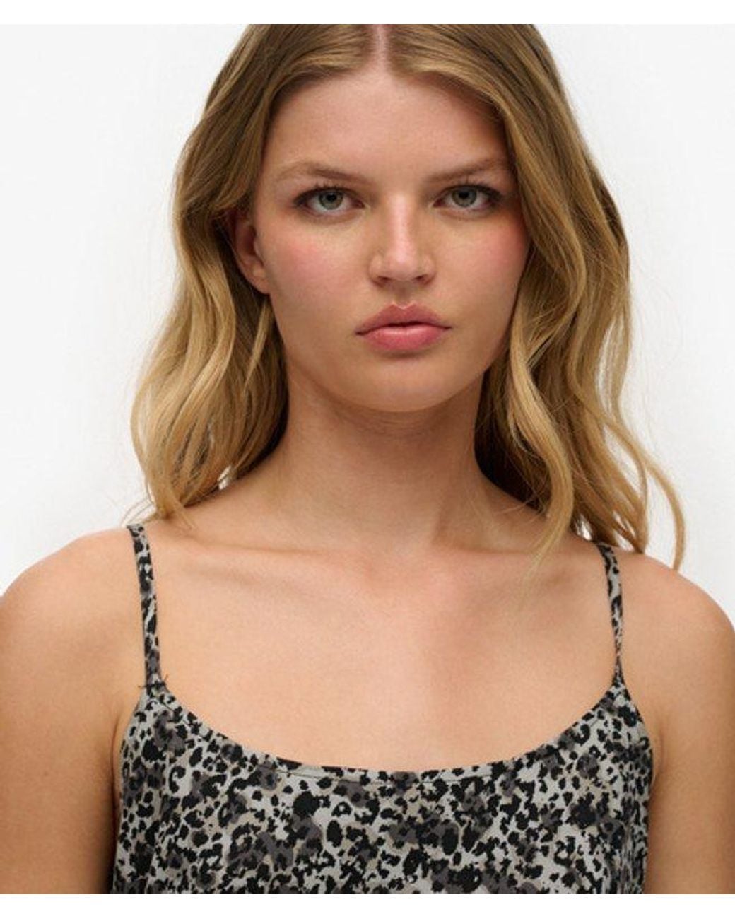 Superdry Gray Animal Print Bias Cut Maxi Slip Dress