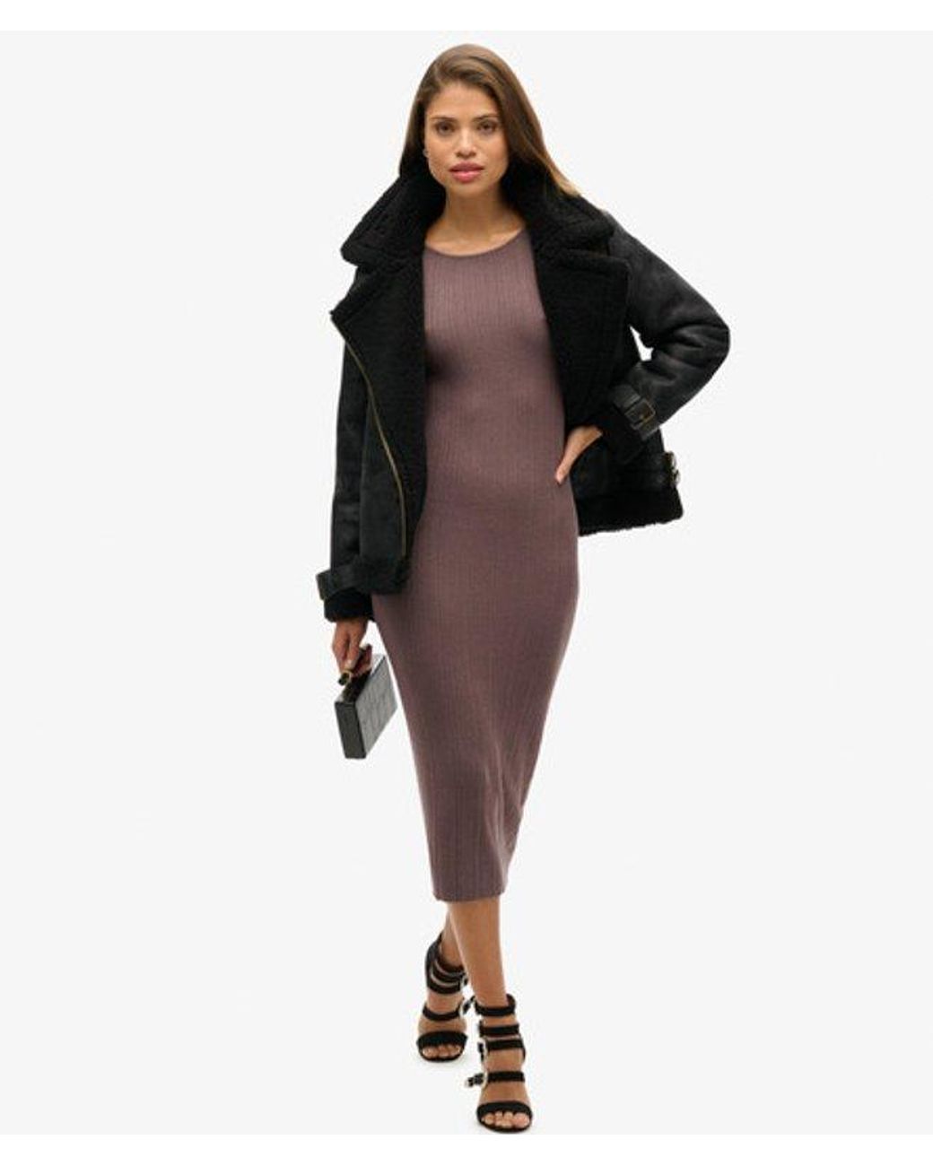Superdry Brown & Co Rayon Backless Knitted Midi Dress
