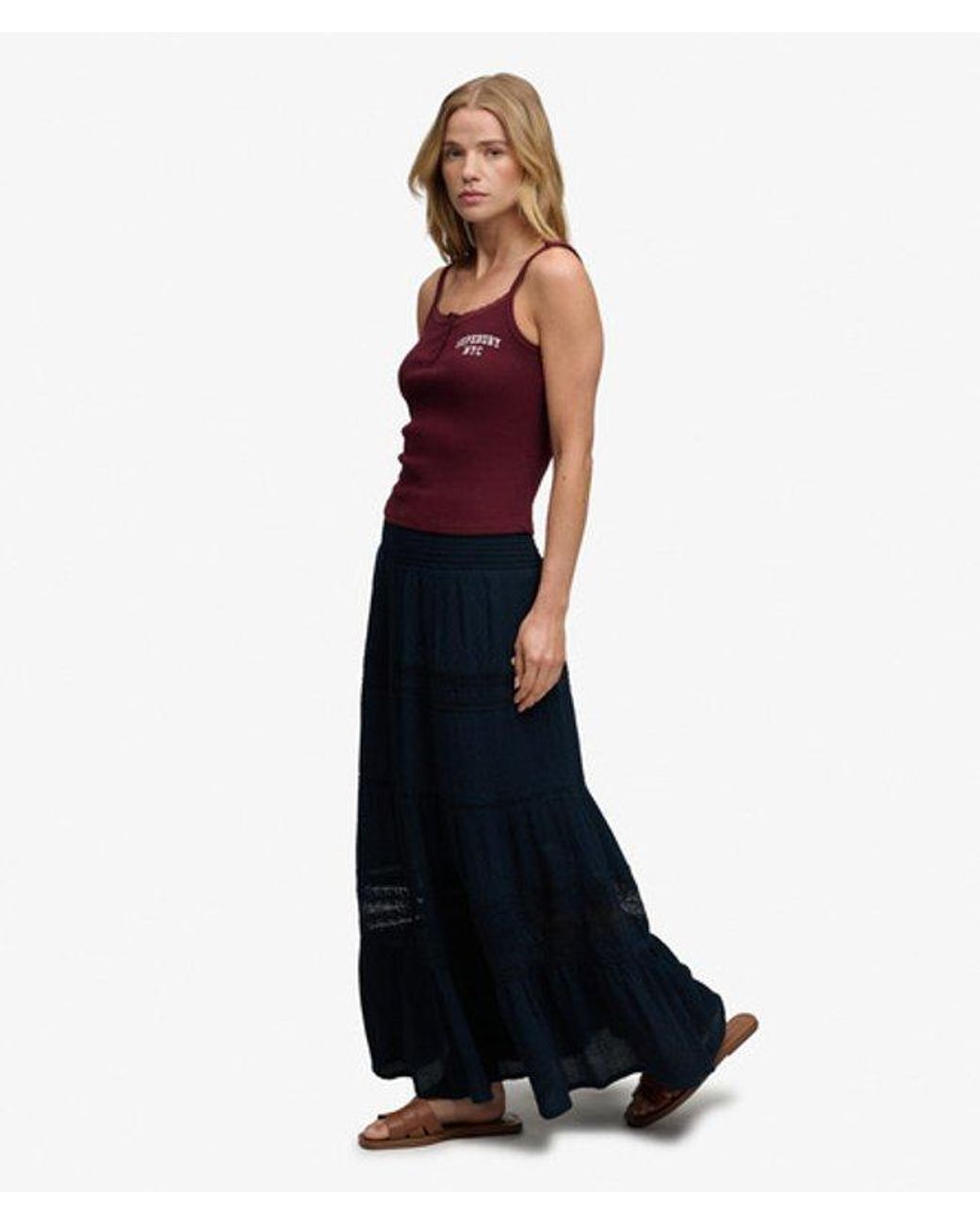 Superdry Ibiza Maxi Rok in het Blue