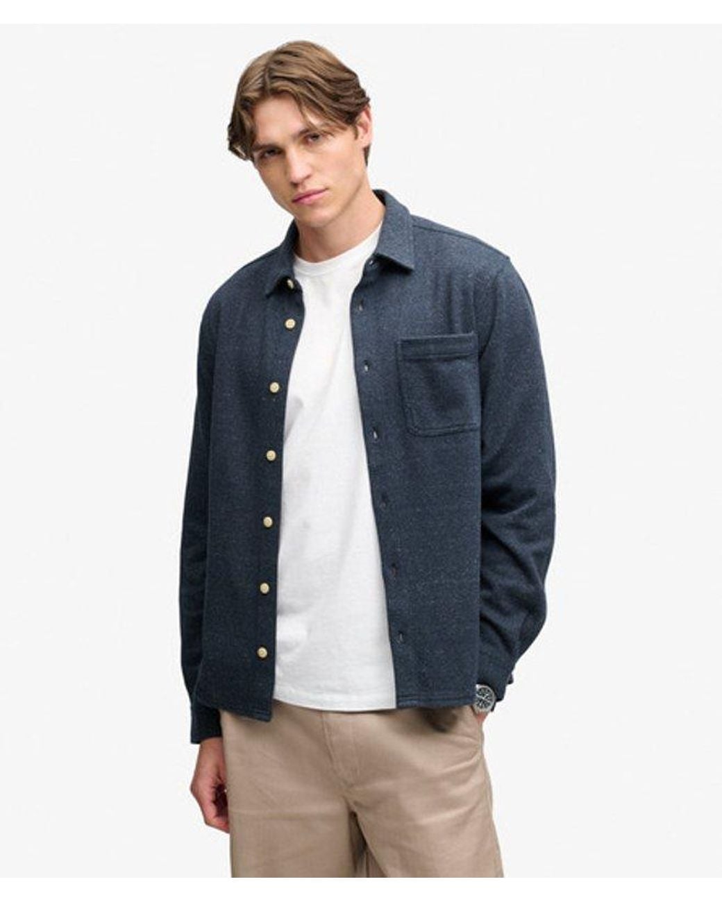Superdry Blue & Co Twill Tweed Jersey Shirt for men
