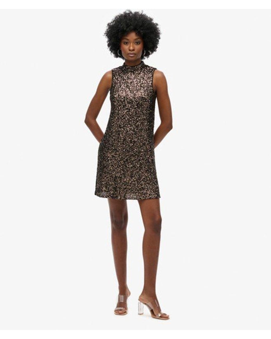 Superdry Brown & Co Sleeveless Sequin A Line Mini Dress