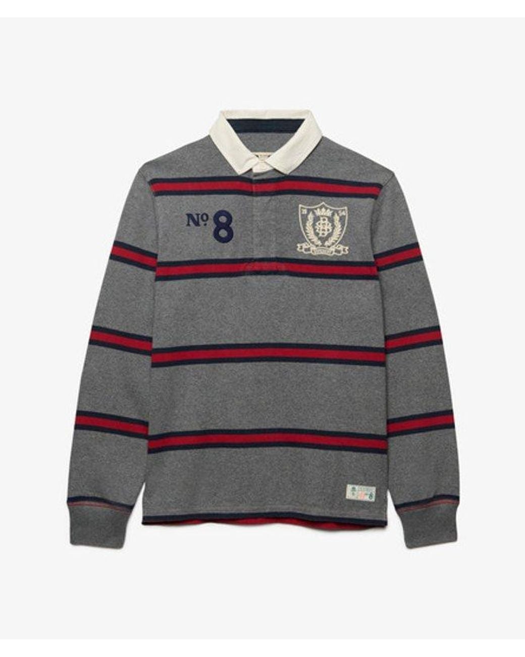 Superdry Gray & Co Double Emblem Stripe Rugby Top for men