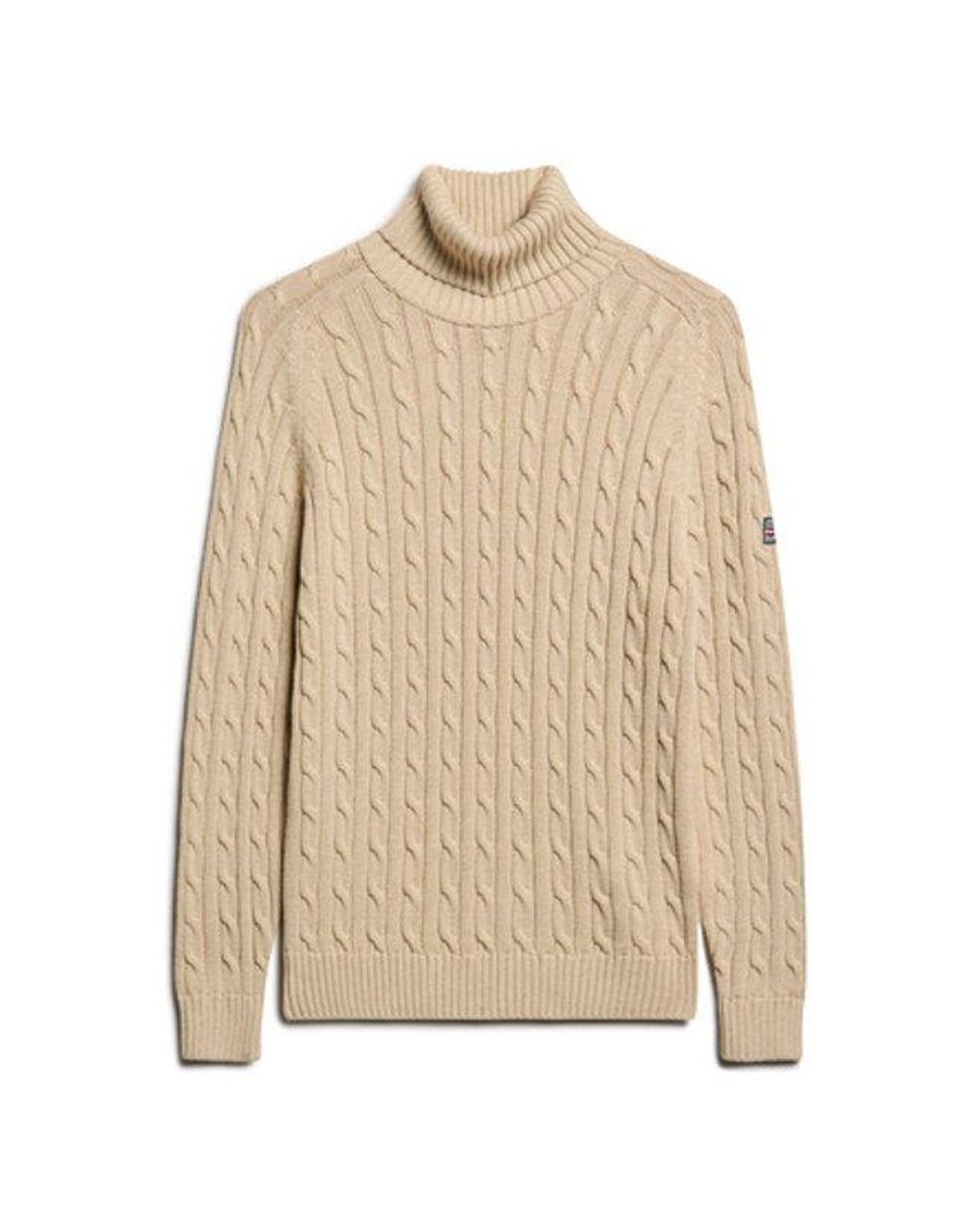 Superdry Natural & Co Slouchy Cable Roll Neck Jumper