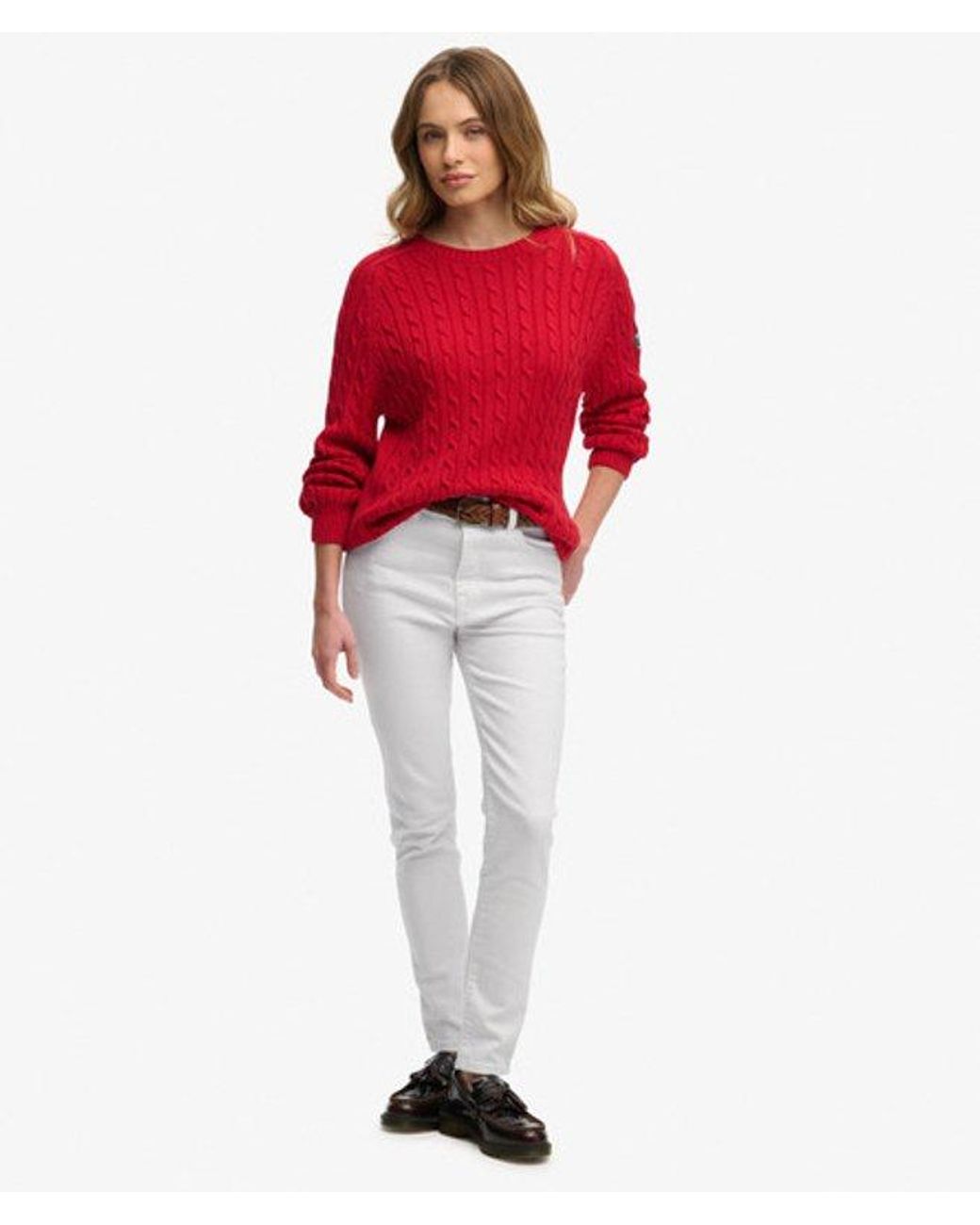 Superdry Red & Co Slouchy Cable Knit Jumper