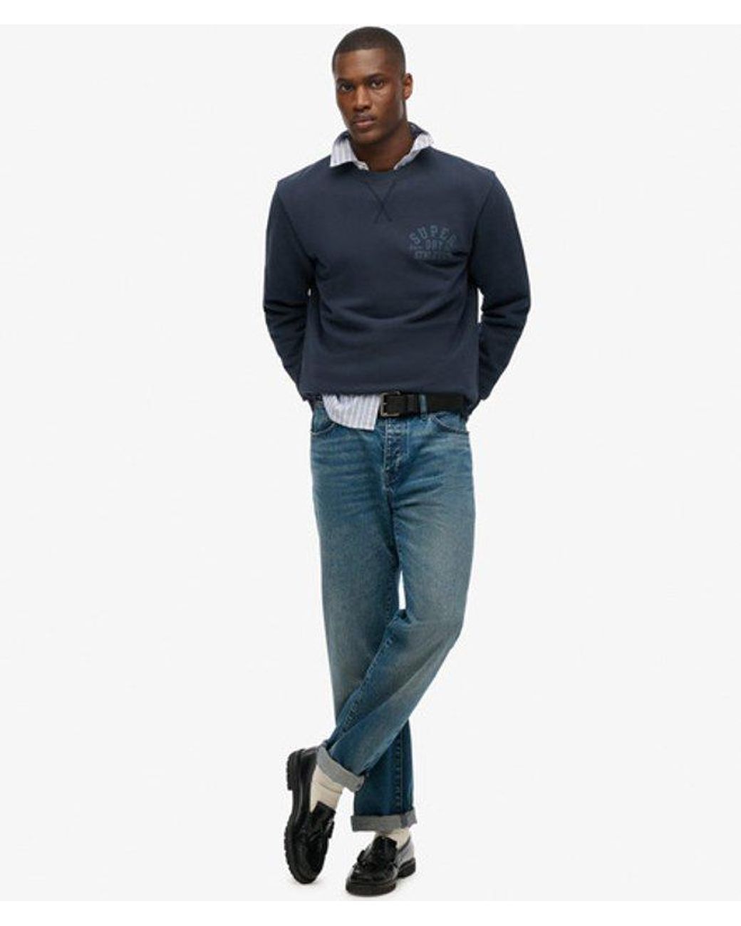Superdry Blue & Co Athletic Essentials Crew Sweatshirt for men