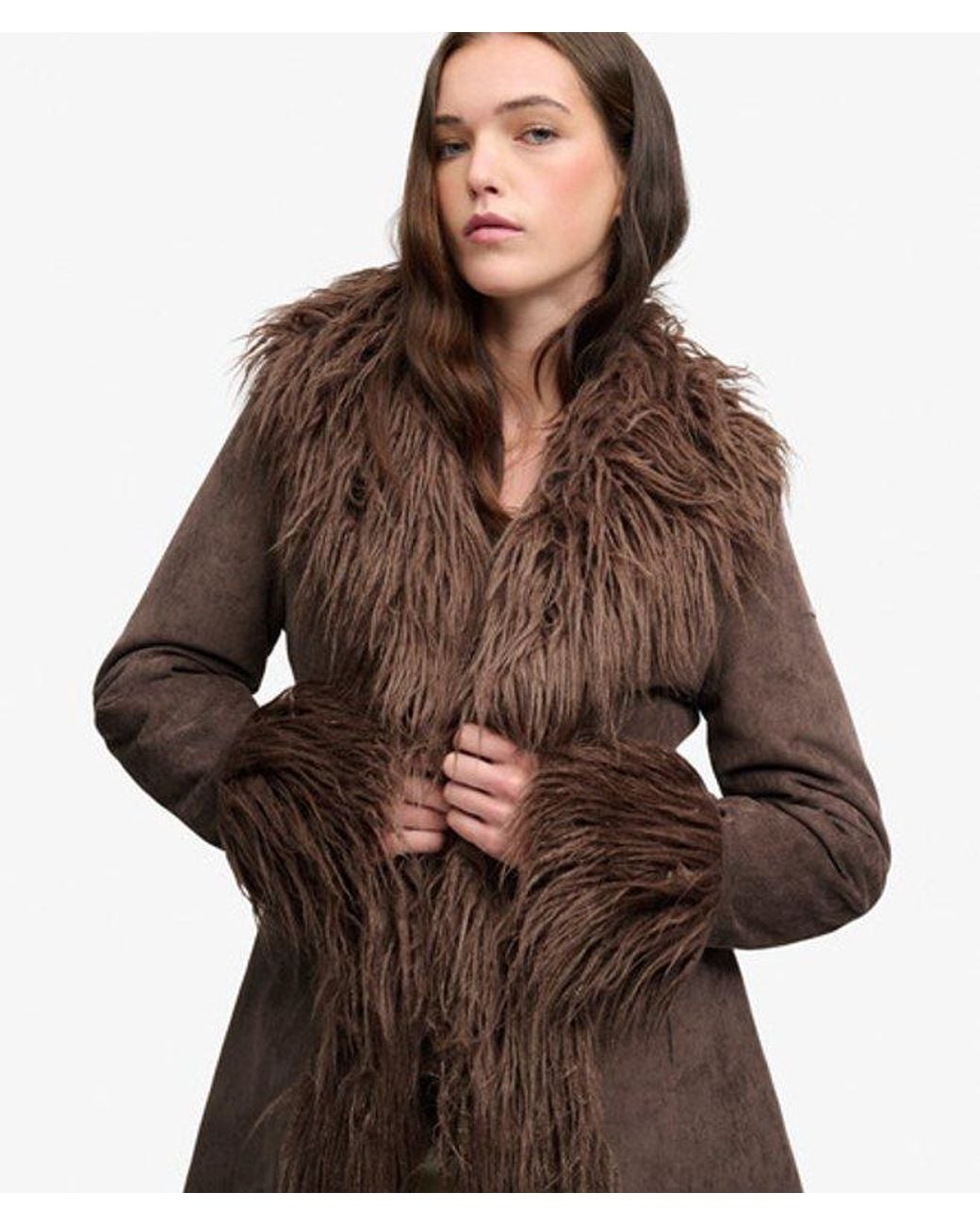 Superdry Brown & Co Long Afghan Coat