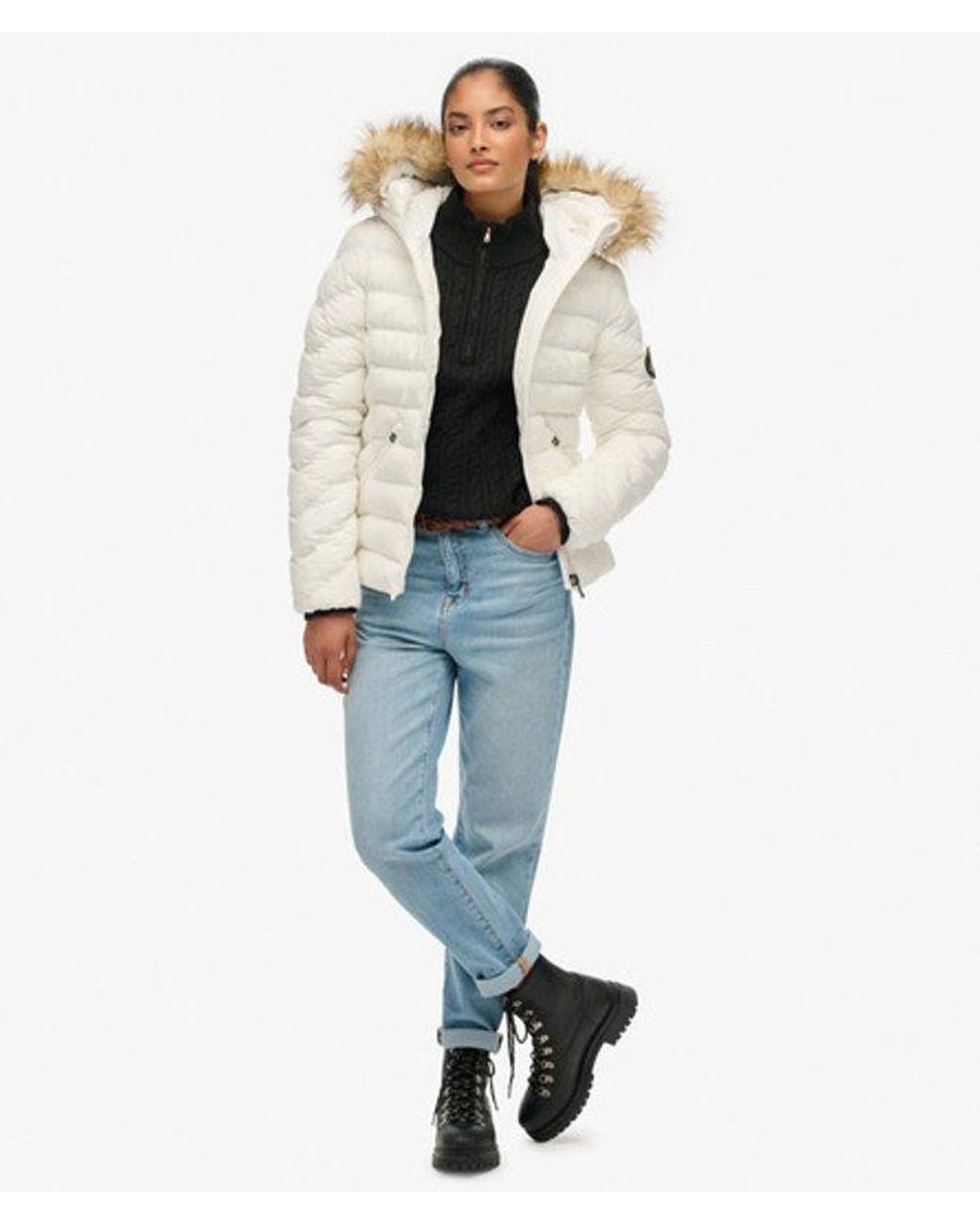Superdry Natural & Co Fuji Faux Fur Hood Padded Jacket