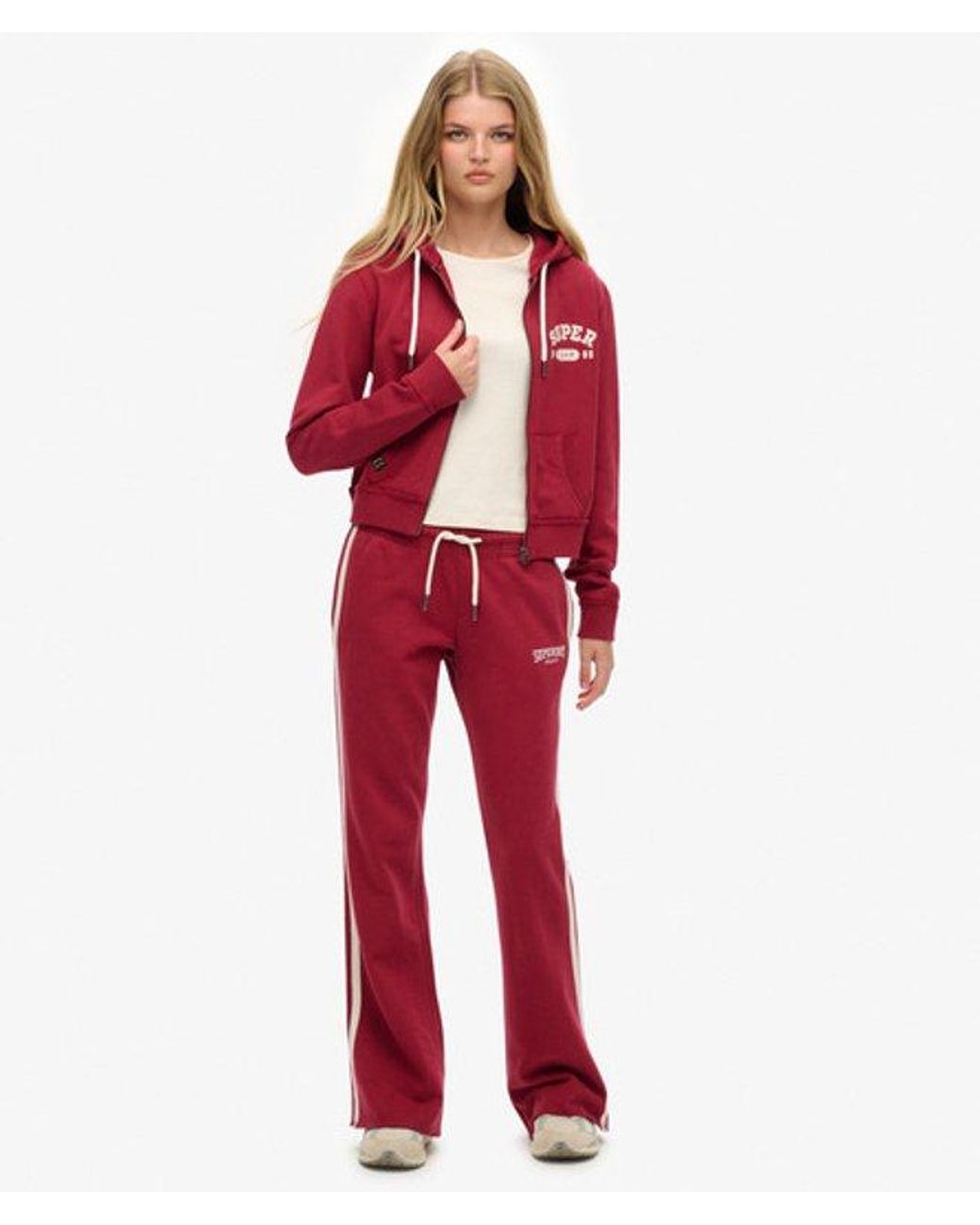 Superdry Red & Co Athletic Stripe Flare joggers