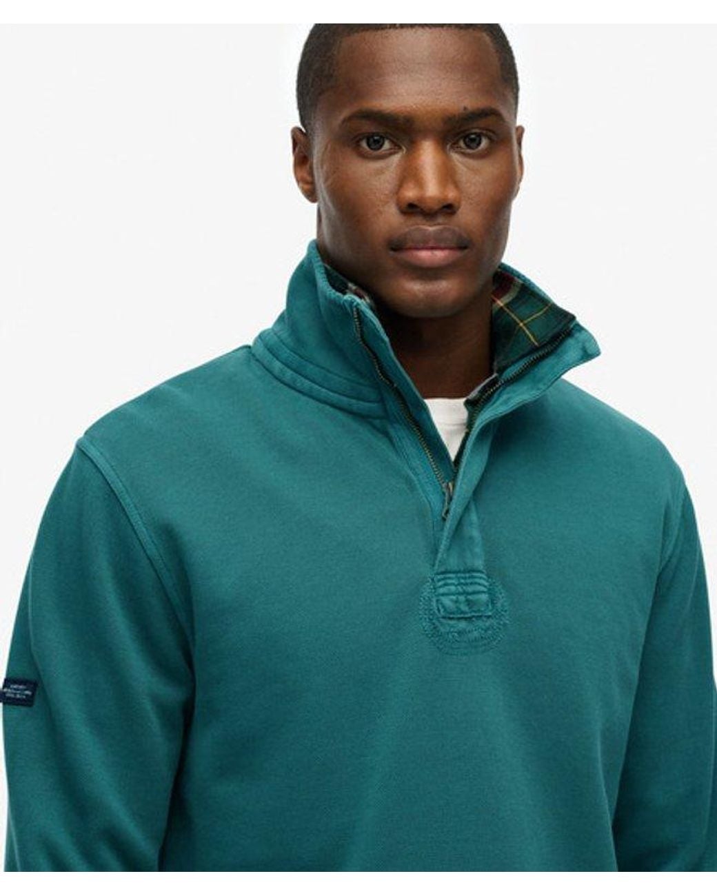 Superdry Green Cotton Classic Pique Half Zip Sweatshirt for men