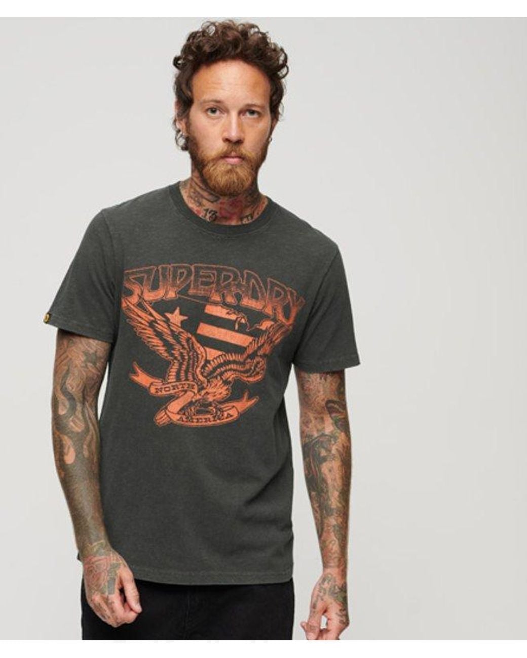 Superdry Brown & Co Classic Graphic Print 70s Lo-fi Band T-shirt for men